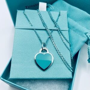Tiffany & Co Blue Enamel Heart Tag 30” Sparkle Chain PACKAGING
